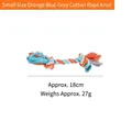 Piccolo giocattolo per cani corda di cotone arancione blu grigio, 18cm lungo, peso 27g - Piccolo (circa 18cm) / Azzurro