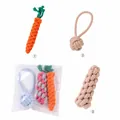 3-piece cotton rope dog chew toy set with carrot design for small dogs - Three-Piece Set / Carrot + Corn + Single Ear Ball