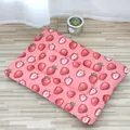 Comfortable breathable linen pet mat featuring a cute pink strawberry pattern design - Strawberry (Non-removable) / Size 1 27*40cm (For pets within 1.5kg) / Pink