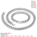 10mm brede zilveren Cubaanse schakelketting en armband set van gepolijst edelstaal - Armband / 10MM Staal