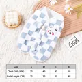 Gilet chaud en polaire à carreaux pour animaux avec écusson ours pour chiens et chats - S / 格子开衫(清仓) / Bleu