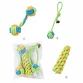 Durable multi-colored cotton rope dog chew toy 3-piece set for small and medium-sized dogs - Dumbbell Ball And Hand-Pull Ball And Corn Stick / 3-Pack