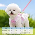 Conjunto de arnés vestido rosa a cuadros para cachorros con guía de tallas para perros - Arnés Falda Cuadros Rosa / S