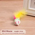 Ratón de peluche colorido para gatos con plumas amarillas y 13cm de largo mascota - Mini Ratón