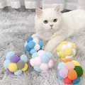 Set of colorful plush pom-pom balls for cats, durable biting and interactive play toy - Large Plush Ball