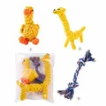 Set da 3 giocattoli in corda per cani con forme di anatra e giraffa confezionati - Anatra Buffa + Giraffa + Nodo di Corda (Set da 3)
