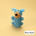 Blue mop plush squeaky dog toy for pet molar and entertainment - Blue