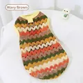 Gestrickte Haustierweste mit buntem Wellenmuster in Wellenbraun - S (3-4 Pfund) / Oberteile / Welliges Braun
