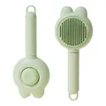 Light green pet grooming slicker brush with bunny ears and self-cleaning button for cats - Pet De-shedding Comb / Green