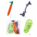Set of three durable dog chew toys featuring carrot and slipper rope designs for pets. - Slipper and Carrot and Rope Knot Shape