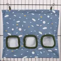 Blue patterned hanging hay feeder bag for rabbits and guinea pigs with three holes - Polka Dots (3 Holes) / L / Blue