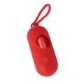 Dispenser di sacchetti per rifiuti animali rosso a forma di capsula con gancio portatile - Rosso