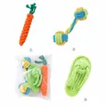 3-piece pet rope toy set featuring carrot, bone, and slipper shapes for small and medium dogs - Slipper And Carrot And Dumbbell Ball / 3-Pack