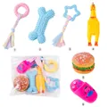 6-piece dog toy set including screaming chicken, cotton rope, and teething bone - Macaron Style Set (New)