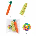 Durable cotton rope carrot and rainbow bell ball dog toy 3-piece set for molar care - Knot Bell Ball Carrot 3-Piece Set