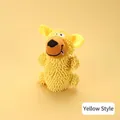 Adorable yellow squeaky plush dog toy featuring soft mop hair texture for pets - Yellow