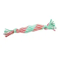 Durevole gioco a corda per cani a strisce rosse e verdi tema natalizio - Triplo Fischietto Tipo S (510001) / 27cm/Confezione