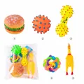 5-piece durable pet squeaky toy set including screaming chicken, burger, and spike balls - Rubber 5-Piece Set