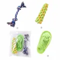 Three-piece durable cotton rope dog toy set for small dogs teething and boredom relief - Two-Tone Corn + Slipper + Small Knot / 3-Pack