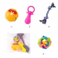 Set di 4 giocattoli per cani con corda in cotone palla sonora e massaggiagengive in TPR - Set da 4 Pezzi Cane Piccola Taglia