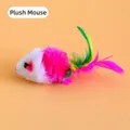 Vibrant plush mouse cat toy with colorful feather tail and soft synthetic fur - Plush Mouse / Approx. 10cm