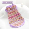 Weiche farbenfroh gestrickte hohle Haustierweste im rosa Streifendesign für Hunde - XS (0.5-1kg) / Oberteile / Hohl Gewebtes Rosa