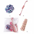 Durable 3-piece cotton rope dog chew toy set for teething and interaction in multicolor. - Corn, Rope Ball and Spiral Knot / Three-Piece Set