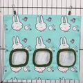 Mint green hanging pet hay bag with cute bunny pattern for rabbits and guinea pigs - Bunny (3 Holes) / L / Mint Green