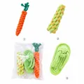 3-piece durable cotton rope toy set for small dogs including carrot and slipper shapes - Two-Tone Corn + Carrot + Slipper / 3-Pack