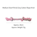 Durevole giocattolo da masticare in corda di cotone rosa e grigio per cani, 28 cm - Nodi di Corda di Cotone / Medio (circa 28 cm) / Rosa Grigio