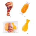 3-piece set of realistic chicken leg shape plush and rubber squeaky dog chew toys - Chicken Drumstick Collection / Three-Piece Set