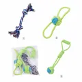 Durable cotton rope dog toy set with various knot designs and clear packaging - Traction Set