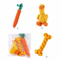 Set di 3 giocattoli da masticare in corda di cotone per cani, forme carota e anatra - Osso + Anatra + Carota (Set da 3)