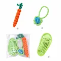3-piece dog chew toy set featuring carrot, ball, and slipper shaped cotton rope toys - Carrot And Slipper And Single-Ear Ball / 3-Pack