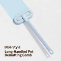 Long-handled blue pet hair remover brush for efficient cat and dog fur cleaning - Blue / 45x18cm / Blue