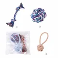 Durable 3-piece multi-colored cotton rope toy set for puppy teething and dental cleaning - 3-Piece Set Rope Ball + Pull Ball + Rope Knot