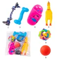 Set completo di 6 giocattoli per cani con corda, palline e pollo stridulo per cuccioli - Set Giocattoli Resistente ai Morsi per Cani Piccoli