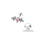 F136 titanium hart zirkoon kraakbeen piercing sieraad met interne schroefdraad - Hart Met Zijvleugels / Roze