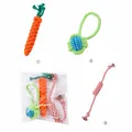 Durable 3-piece cotton rope dog toy set with carrot and ball shapes for chewing - Three-Piece Set / Knot Thread + Single Ear Ball + Carrot