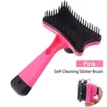 Professional pink self-cleaning slicker brush for dogs and cats grooming and shedding - Pink