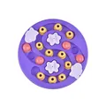 Jouet de puzzle interactif pour chien violet avec curseurs jaunes pour cacher les friandises. - Style disque labyrinthe / Emballage en boîte / Violet