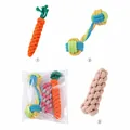 3-piece set of durable cotton rope dog chew toys with carrot and knot designs - Carrot, Corn Cob and Dumbbell / Three-Piece Set