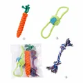 Durable multi-colored dog rope chew toy set featuring carrot and knot designs, 3-piece pack - Carrot and Double Knot and Handle Shape