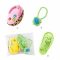 3-piece pet chew toy set including plush slipper and rope ball for small dogs in green and pink - Rope Slipper And Plush Slipper And Single-Ear Ball / 3-Pack