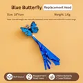 Testa di ricambio a farfalla blu per canna da pesca per gatti con campanello e nappine. - 18x6cm / Farfalla Blu