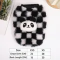 Gilet invernale in peluche a scacchi per animali con toppa a panda per cuccioli - XS / Stile Panda
