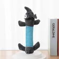 Giocattolo cigolante elefante in peluche per cani con strisce grigie e blu su base - Elefante Animale a Striscia Lunga / Grigio