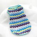 Farbenfrohe Strickweste für Hunde mit lebhaftem Wellenmuster für kleine Haustiere - XS (0.5-1kg) / Oberteile / Wellenblau