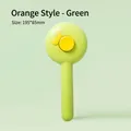 Self-cleaning green pet grooming slicker brush with unique orange fruit design for cats - Orange Style / 195x85mm / Green
