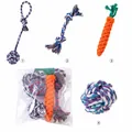 Lot de 4 jouets en corde de coton pour chien avec carotte et balles à mâcher pour animaux - Set de 4 Pièces Corde en Coton